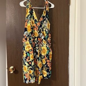 Sunflower Romper, navy and yellow